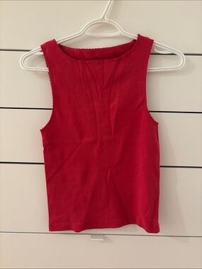 Brandy Melville Red Boatneck Ribbed Tank Top - Women